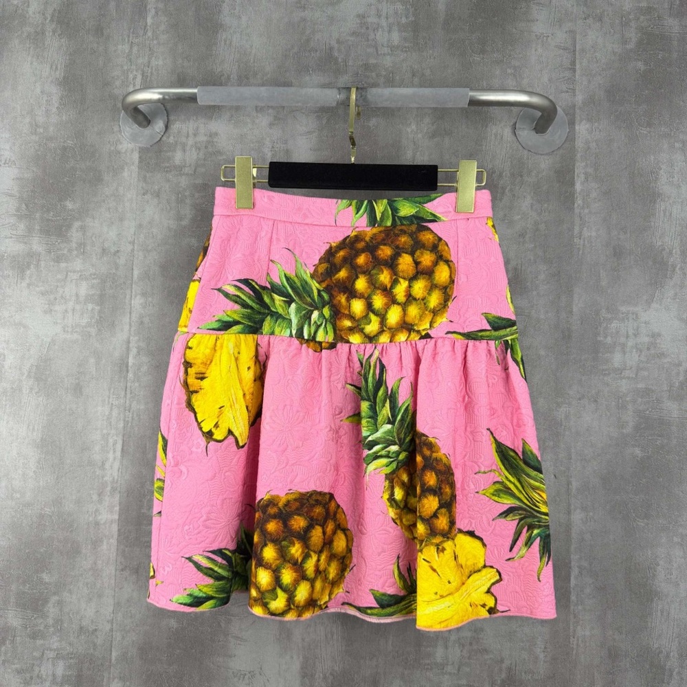 🚩steal Dolce & Gabbana Pink Pineapple Print A-Line Skirt